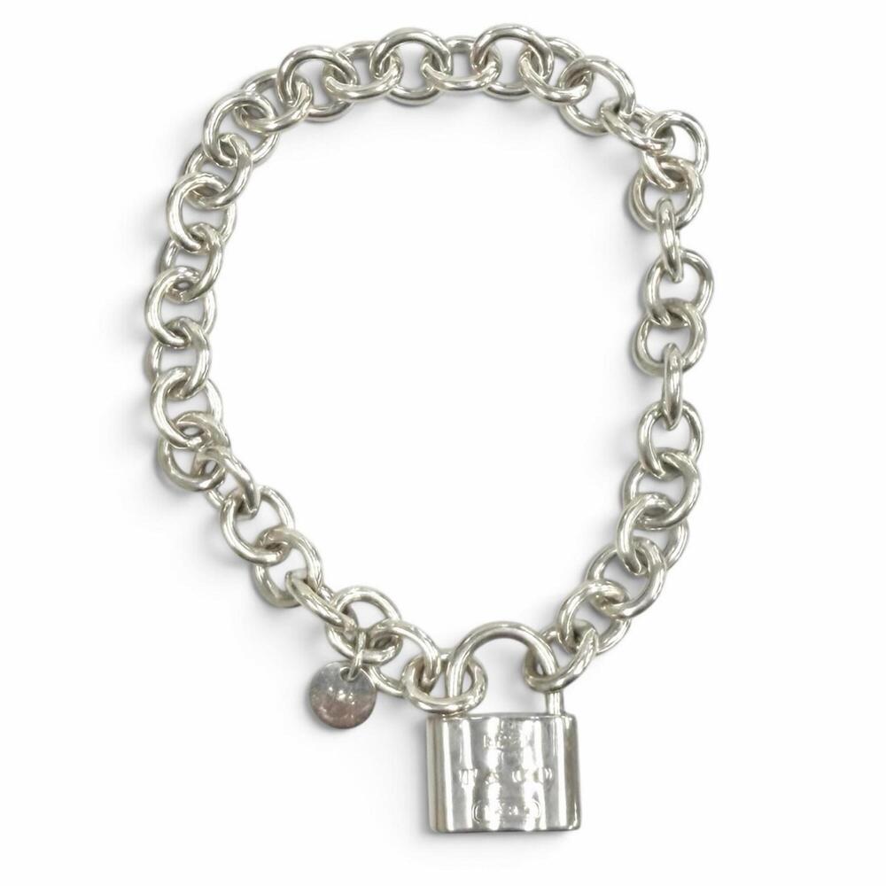 TIFFANY&Co. Tiffany 925 1837 Lock Bracelet with Logo, 17cm Inner Circumferenc...